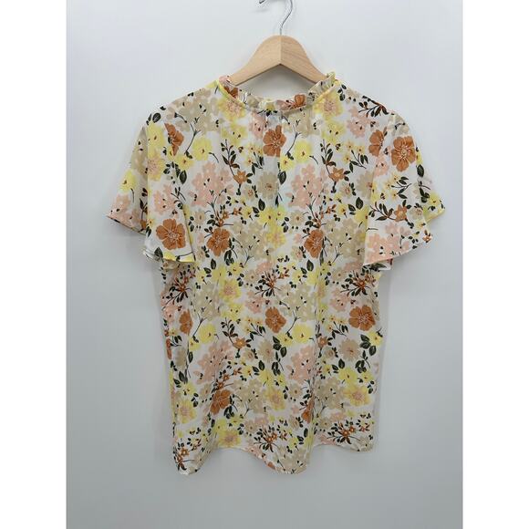 41 Hawthorn Womens Darcy Ruffle Sleeve Blouse Size M NWT Floral Career Spring - Picture 2 of 7